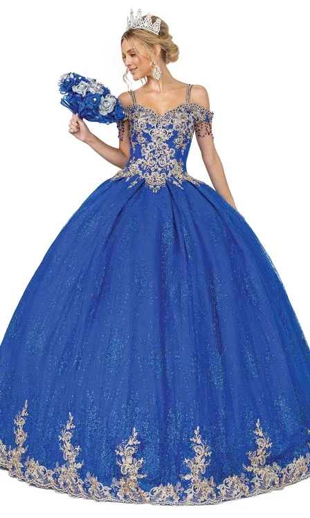 Modern Women's Apparel Royal Blue Sweet 16 Floor Length Ball Gown Quinceanera Dresses with Appliques