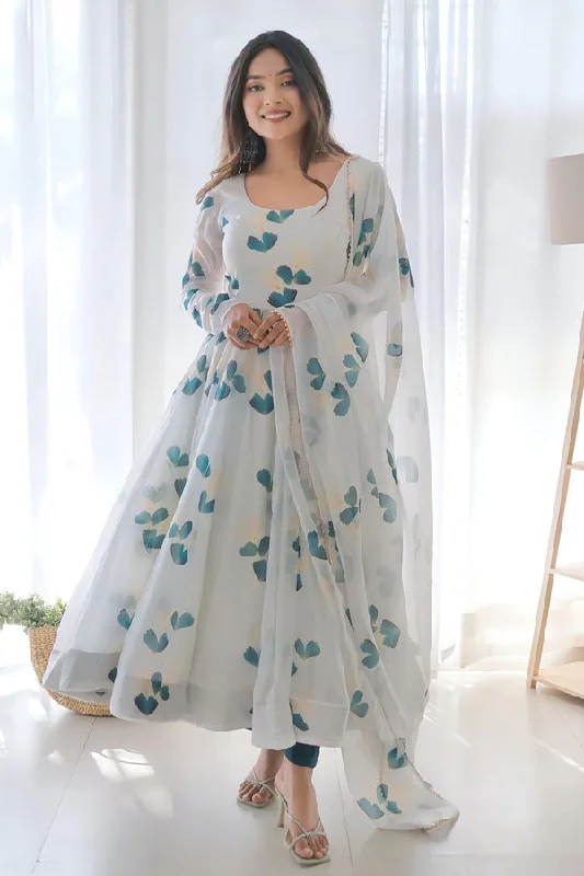 Casual Fashion for Women Digital Printed Simple Gown Design For Raksha Bandhan