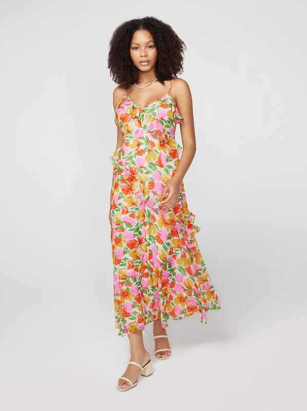 Women's Formal Apparel Aurelia Pink Garden Floral Maxi Dress