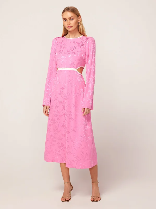 Women's Chic Apparel Blythe Pink Floral Jacquard Dress