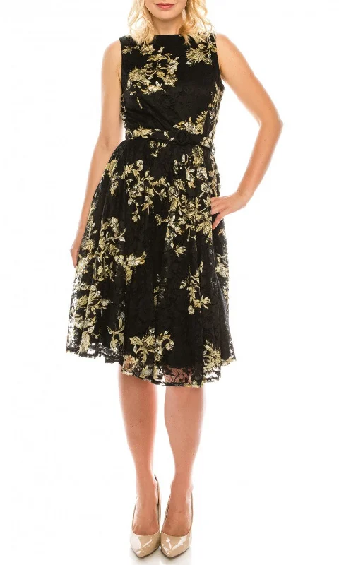 Charming Everyday Clothing For Women Gabby Skye - Gold Floral Print Lace Dress 57174MGSC