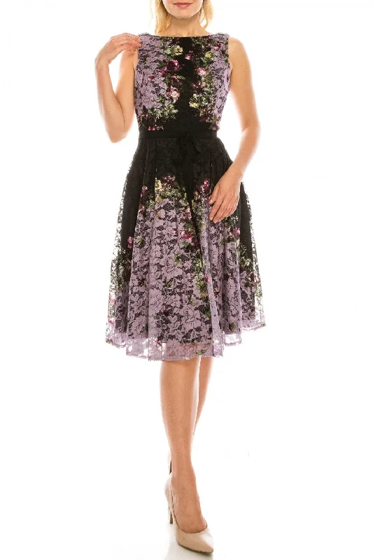 Women's Holiday Apparel Gabby Skye - Floral Print Lace A-Line Cocktail Dress 57369MGSC