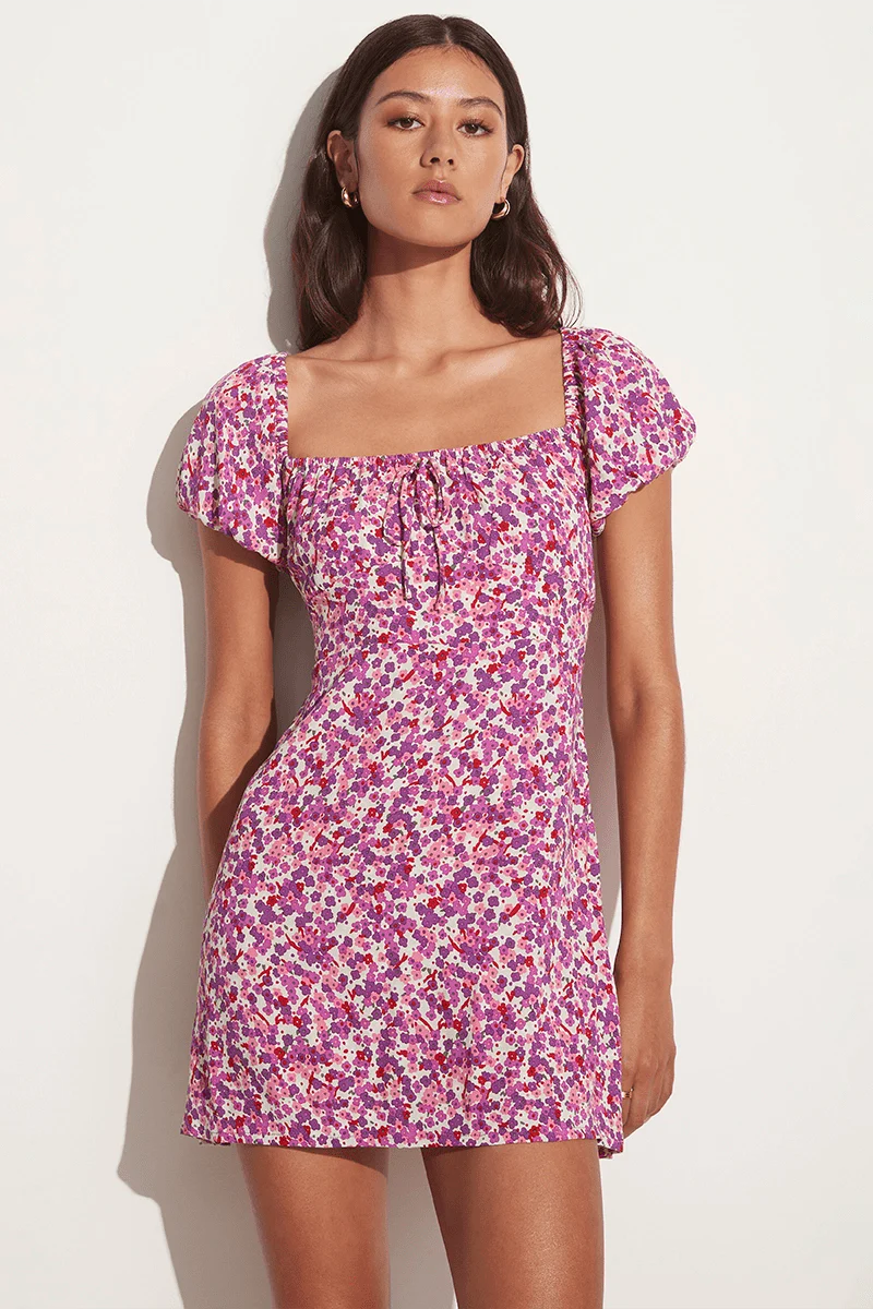 Women's Comfy Loungewear Outfit Lovita Mini Dress Lou Floral Print - Violet