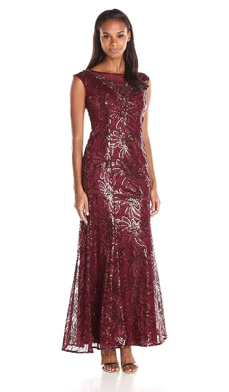 Women's Urban Clothing Ignite Evenings - Floral Sequined Long Gown 3399SC