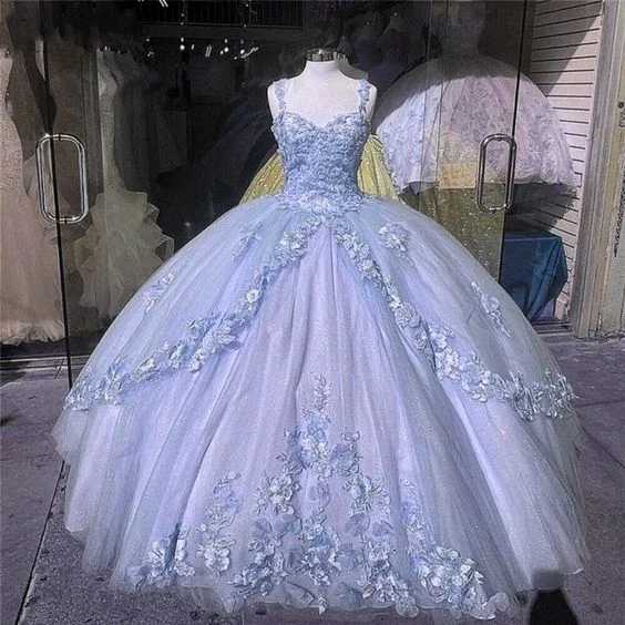 Affordable Fashion Clothing For Women A-Line Blue Ball Gown Prom Dresses Formal Evening Gowns      S1072