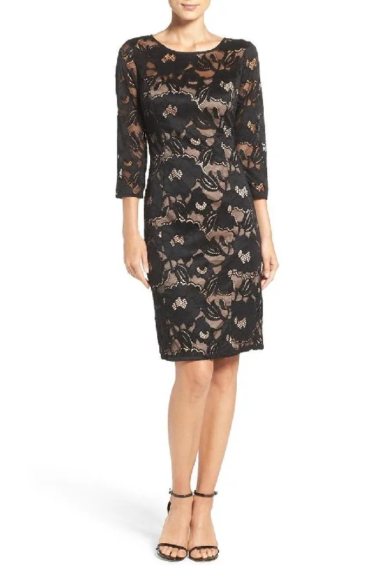 Women's Travel Apparel Adrianna Papell - AP1D100050SC Floral Lace Bateau Cocktail Dress