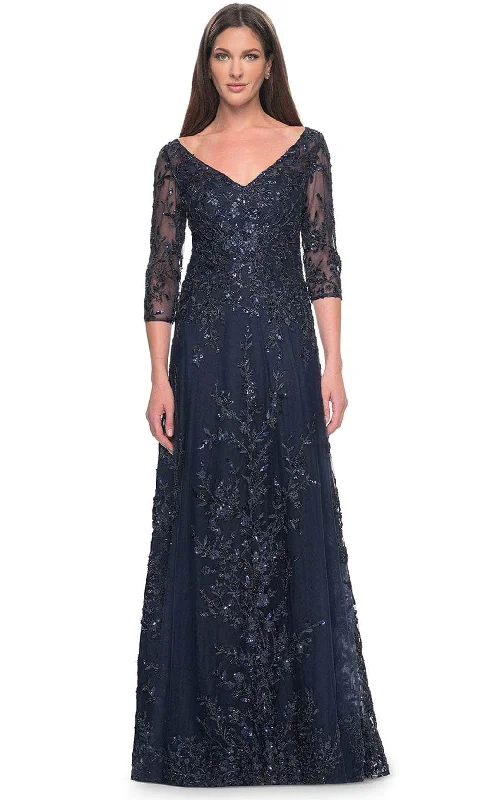 Vintage-Inspired Women's Apparel La Femme 31719 - Floral Sequin Formal Dress