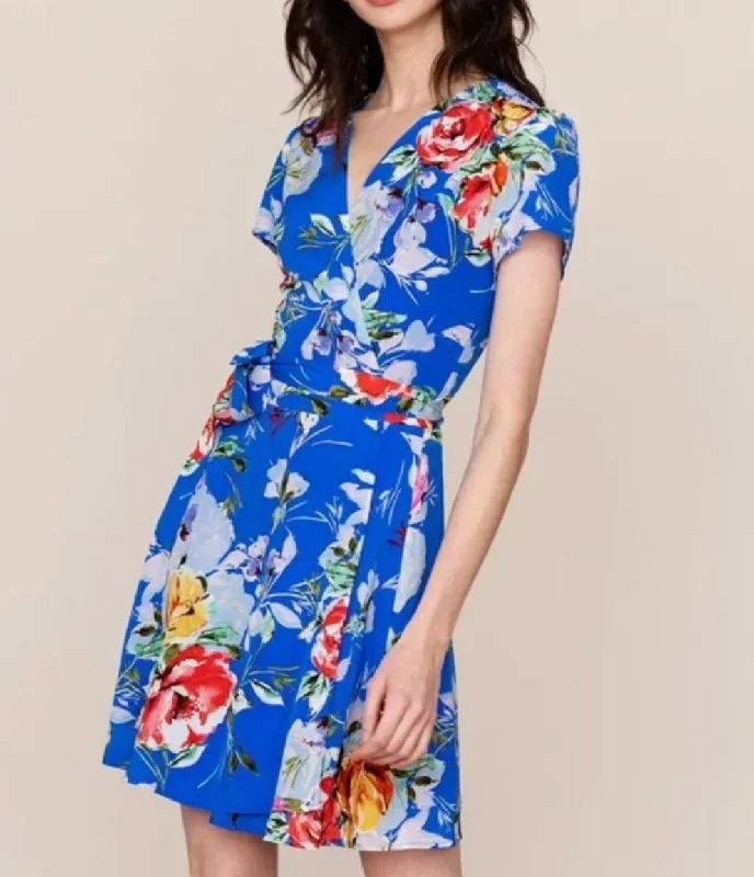 Women's Vacation Attire Kennedy Silk Dress - Royal Floral