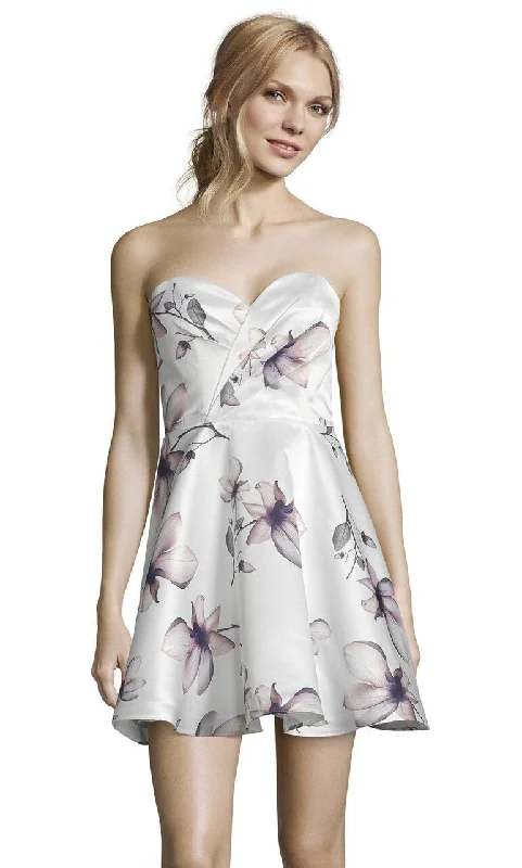 Women's High-Fashion Garments Alyce Paris 3894 - Floral Print Satin A-line Dress