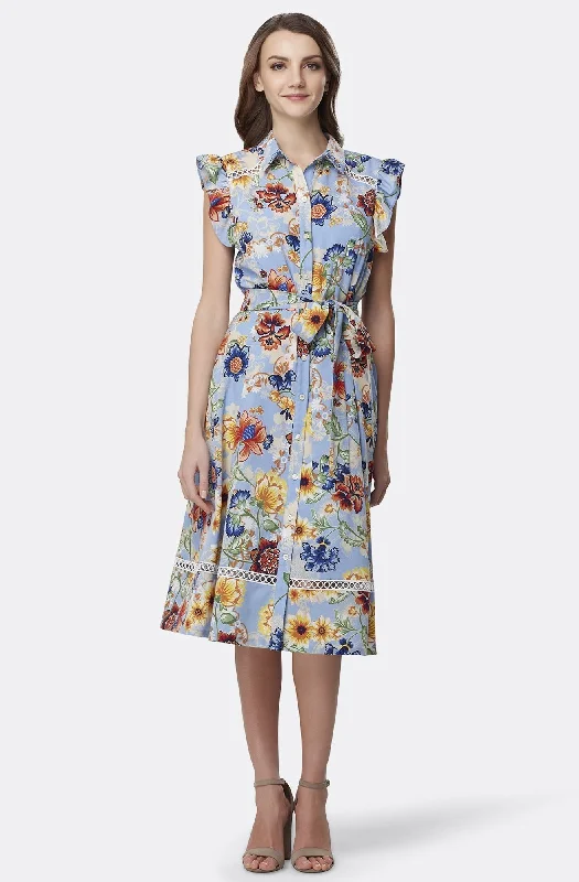 Casual Clothing For Women Tahari Asl - Collared Button Up Floral Flared Short Dress TLMU9WD640SC