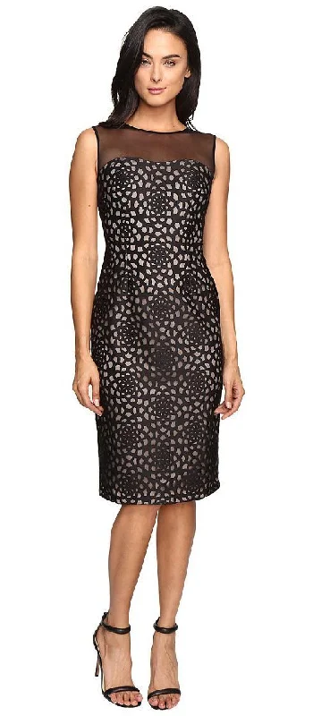 Casual Apparel For Women Maggy London - Illusion Floral Design Sheath Midi Dress G2721MSC