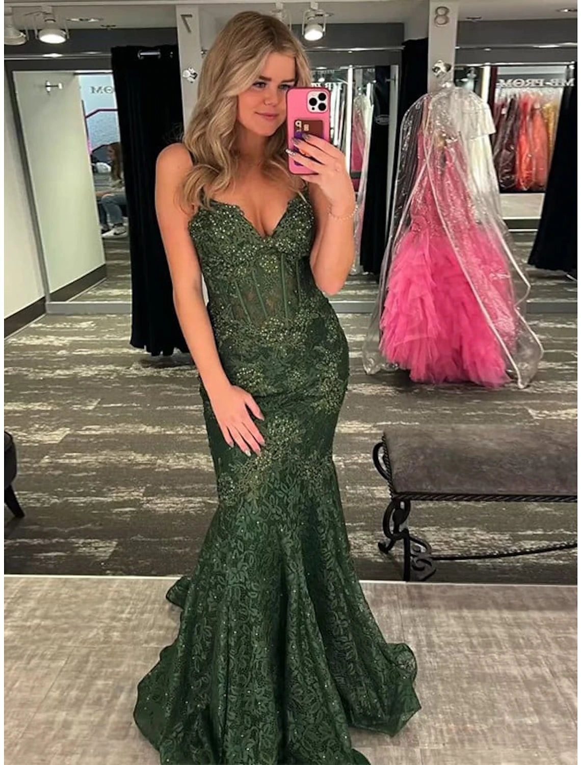 Women's Festive Attire Mermaid / Trumpet Evening Gown Maxi Dress Formal Prom Sweep / Brush Train Sleeveless Spaghetti Strap Spandex Backless with Crystals Appliques Pure Color