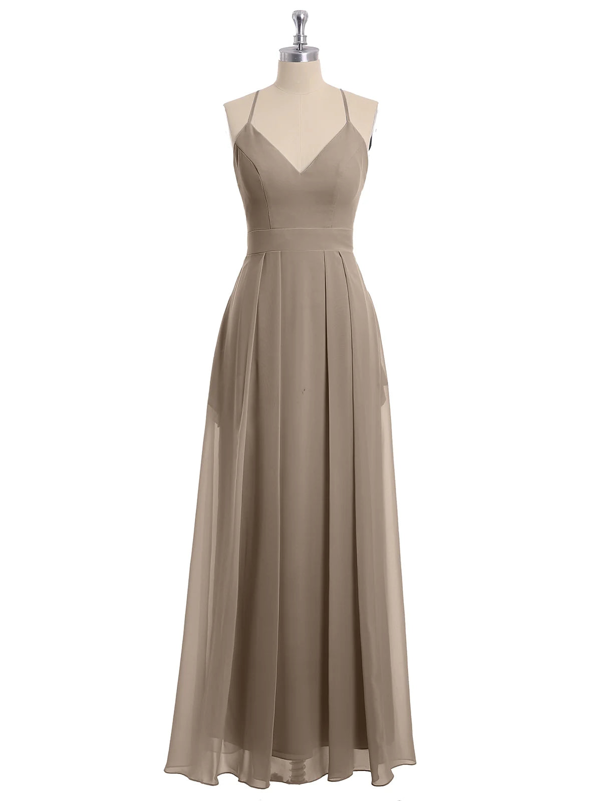 Chic Casual Wardrobe Essentials Evening Dress Spaghetti Strap V-Neck Chiffon Gowns Pocket Dress