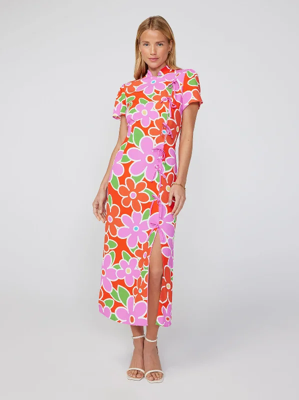 Women's Outerwear Apparel Leia Floral Print Midi Dress