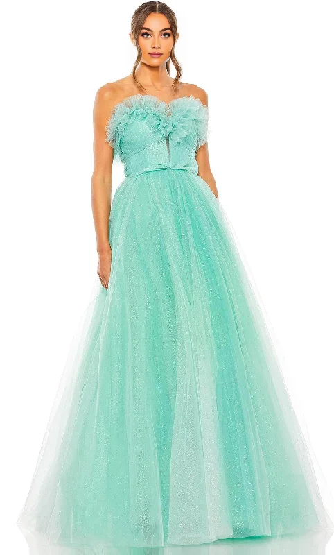 Women's Evening Outfit A-Line Princess Glitter Tulle Strapless Prom Dress Ballgown