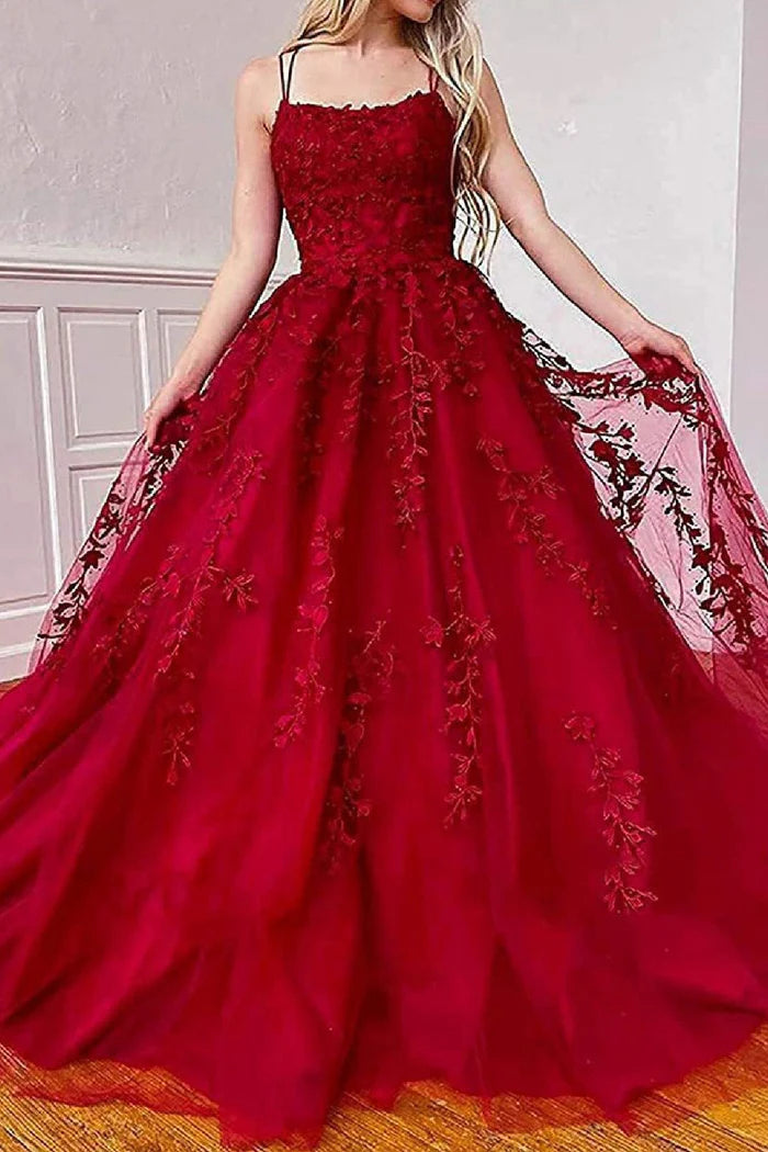 Casual Women's Clothing Online Red Embroidery Backless Ball Gown Prom Dresses