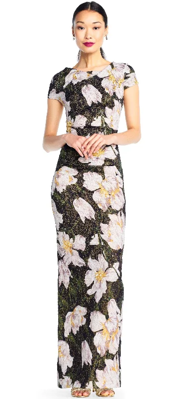 Women's Clothing For Outdoor Events Adrianna Papell - Floral Patterned Long Sheath Dress AP1E203398SC