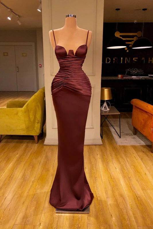 Women's Plus-Size Apparel Elegant Spaghetti-Straps Mermaid Evening Party Gowns Long Prom Dresses