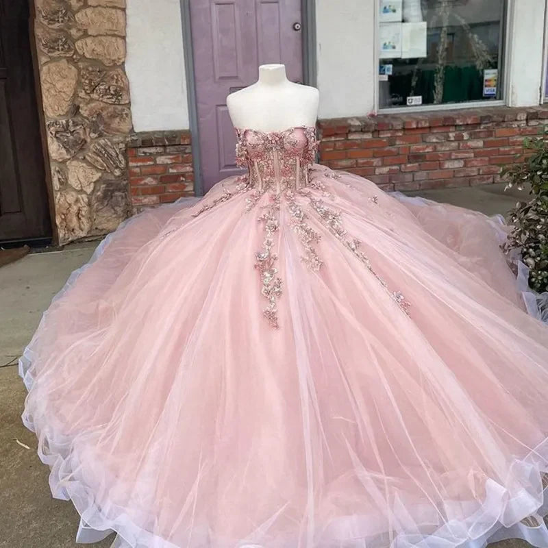 Women's Attire Tulle Appliques Ball Gown Quinceanera Dresses Princess Dress