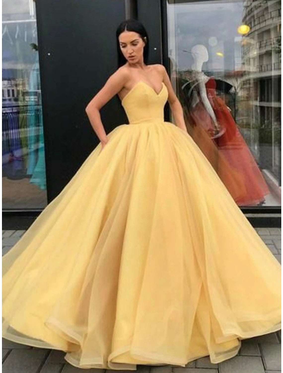 Exclusive Women's Fashion Collection Ball Gown Beautiful Back Elegant Quinceanera Formal Evening Dress Strapless Sleeveless Floor Length Tulle with Sleek Pleats Tier