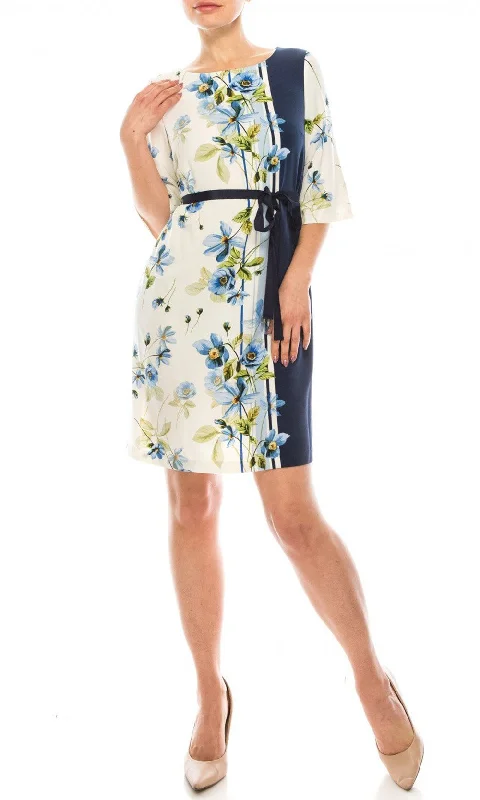 Women's Clothing For Outdoor Activities Gabby Skye - Floral Print And Stripe Sheath Dress 19445MSC