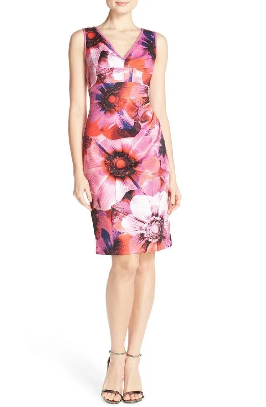 Women's Wedding Apparel Adrianna Papell - Sleeveless Floral Print V-Neck Dress 11252350SC