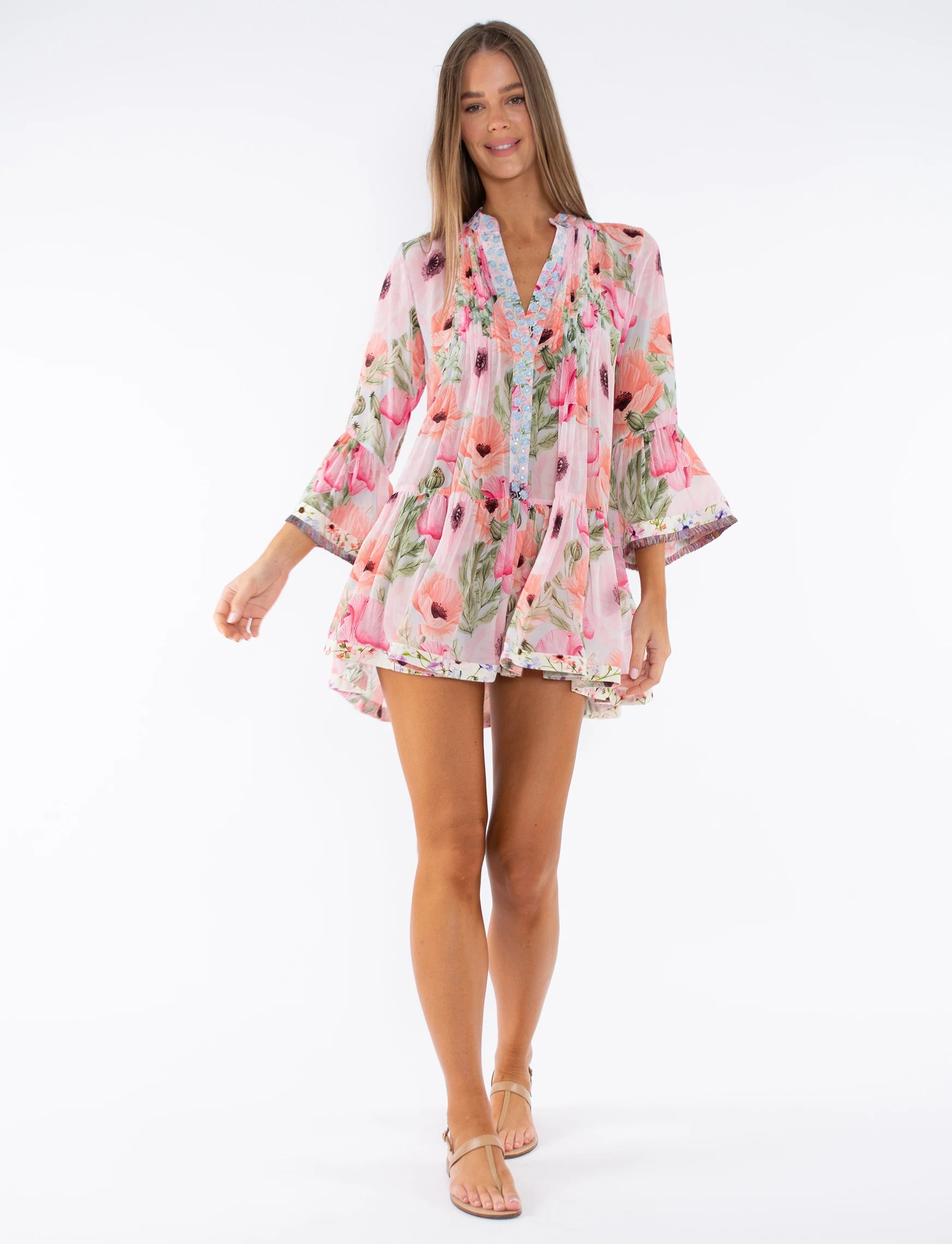 Comfortable Women's Attire Soma Dress - Pink Poppy Floral