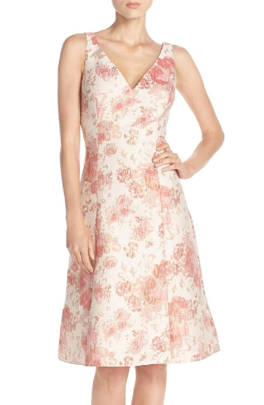 Timeless Women's Clothing Aidan Mattox - MD1E200066SC Floral Print V-neck Cocktail Dress