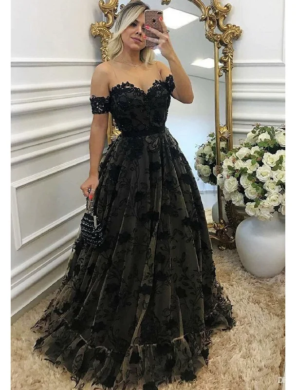 Stylish Clothes For Women Ball Gown A-Line Prom Dresses Color Block Dress Formal Prom Floor Length Sleeveless Sweetheart Wednesday Addams Family Lace Backless with Beading Appliques