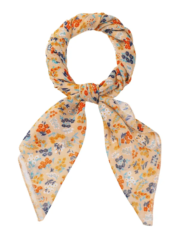 Timeless Women's Outfit Chiffon Floral Print Square Kerchief Neck Scarf Neckerchief