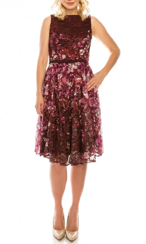 Women's Clothing For Holiday Travel Gabby Skye - Floral Printed Lace Sleeveless Dress 57219MGSC