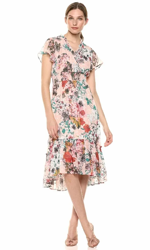 Women's Seasonal Clothes Gabby Skye - 18176MSC Floral Print Surplice V-Neck Dress