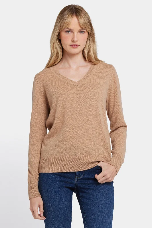 Outfits Ideas Cashmere Classic V-Neck Sweater - Tan