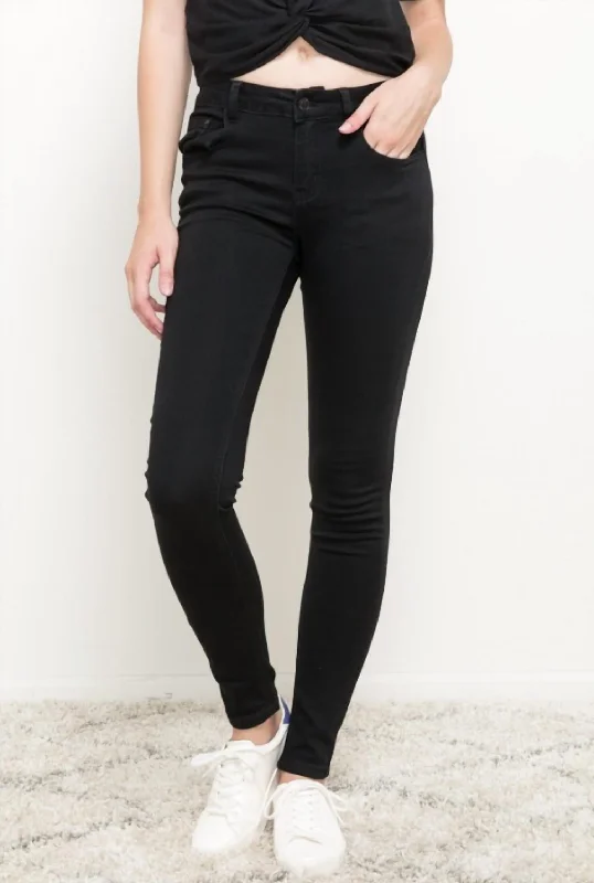 Women's Office Attire Stretchy Skinny Jeans In Black