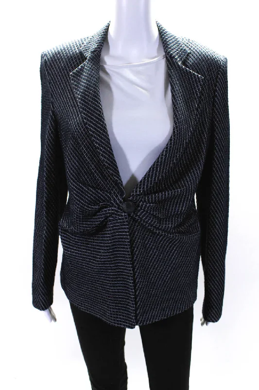 Comfortable Women's Outfits Armani Collezioni  Womens Single Button Jacket Navy Blue White