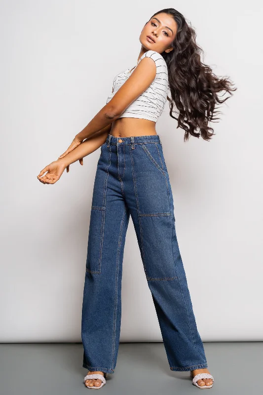 Exclusive Discount Front Seam Straight Jeans