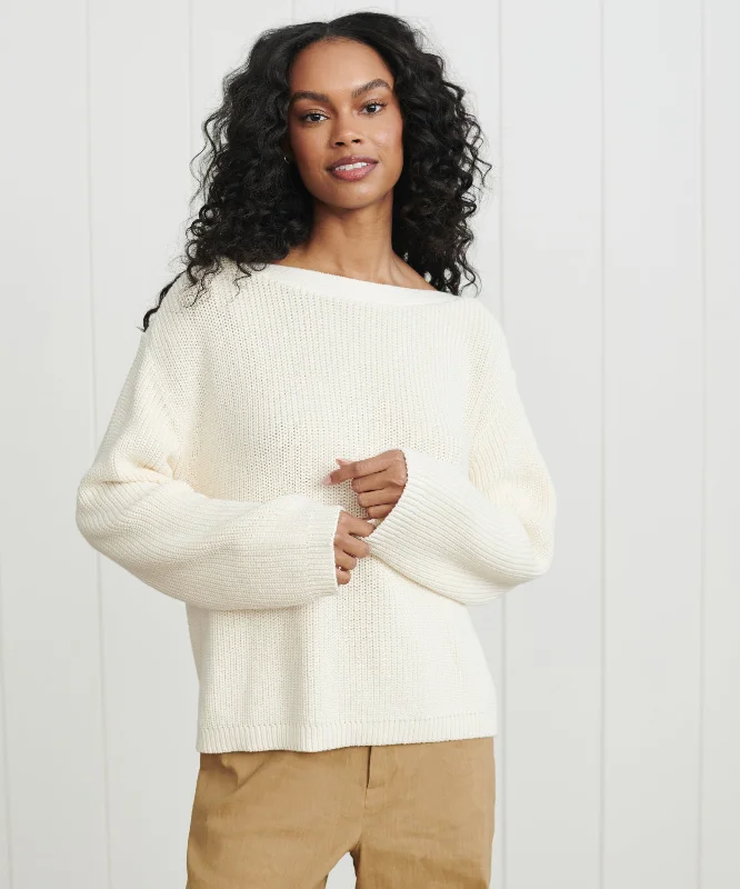 Women's High-Fashion Apparel Cotton Boatneck Sweater