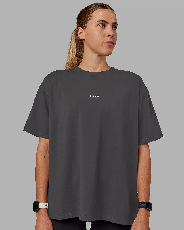 Online Boutiques Affordable Go-To FLXCotton Oversized Tee - Dark Storm-White