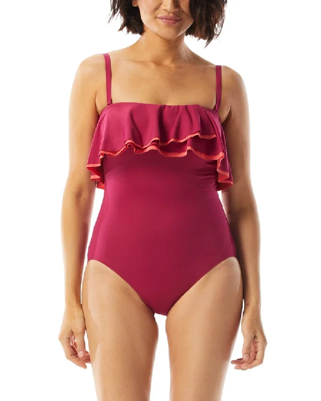 Women's Office Outfit Coco Contours Agate Ruffle Bandeau One-Piece