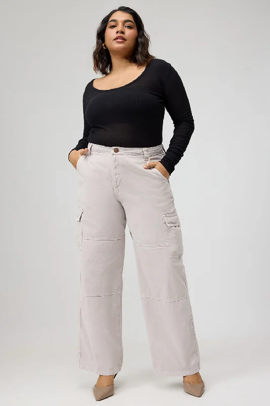 Formal Clothing For Women Curve Cream Cargo Jeans