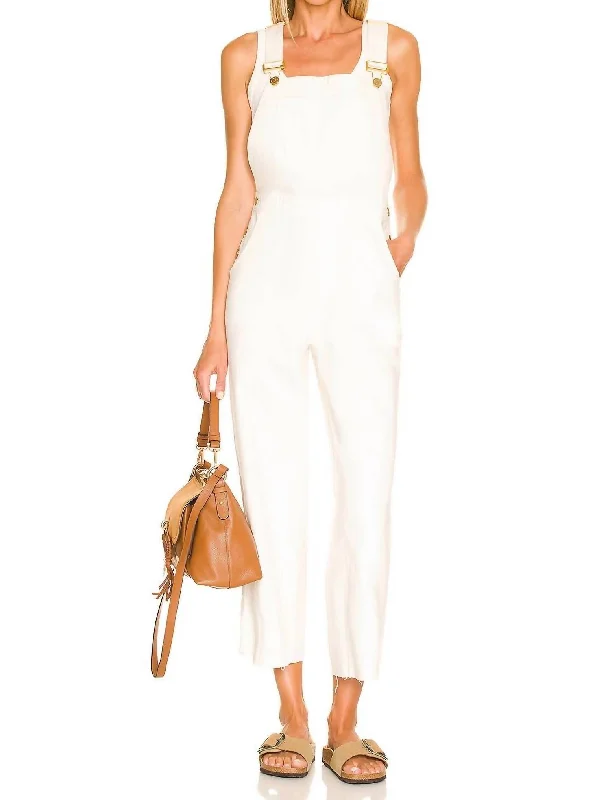 Women's Evening Wear Attire Marfa Overall In Off White Denim