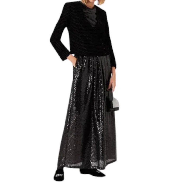 Stylish Outerwear Clothing For Women Sequin Skirt In Black