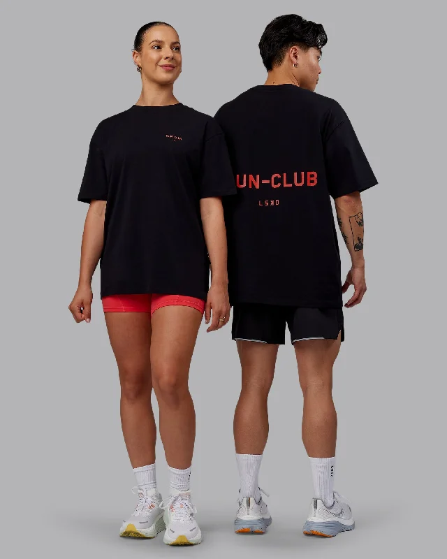 Women's Occasion Wear Clothes Unisex RUN CLUB FLXCotton Tee Oversize - Black-Cayenne