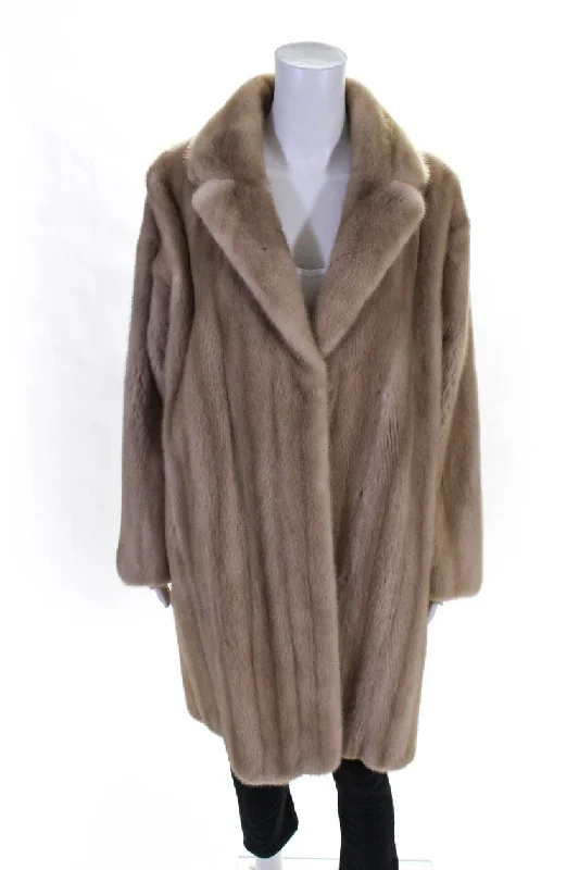 Women's Holiday Outfit Oscar de la Renta Womens Blonde Mink Fur Silk Lined Coat Blonde