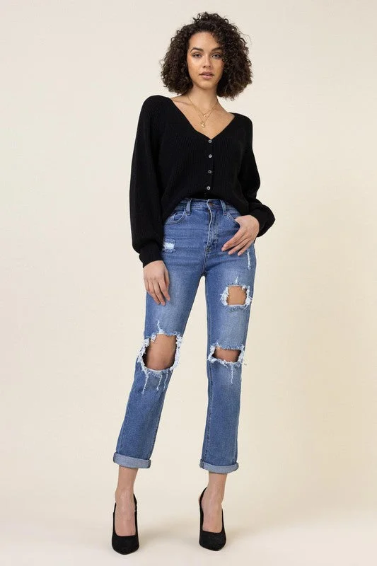 Women Apparel Distressed Boyfriend Jeans