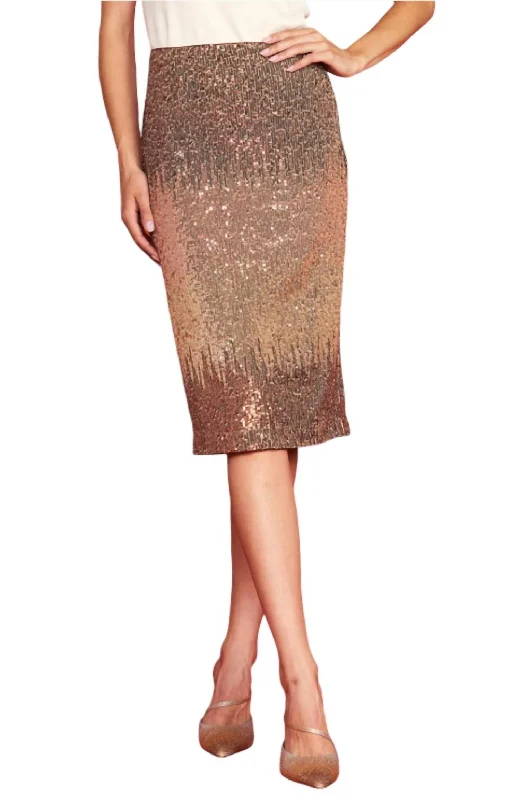 Formal Garments For Women Amber Ombre Sequin Midi Skirt In Brown