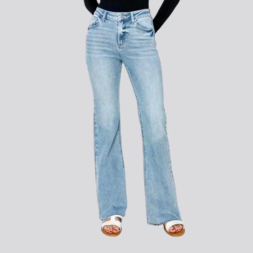 Casual Garments For Women Straight whiskered jeans
 for women