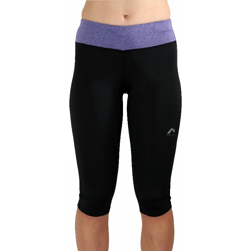 Shop Ladies Clothes More Mile Marl Womens 3/4 Capri Running Tights - Black