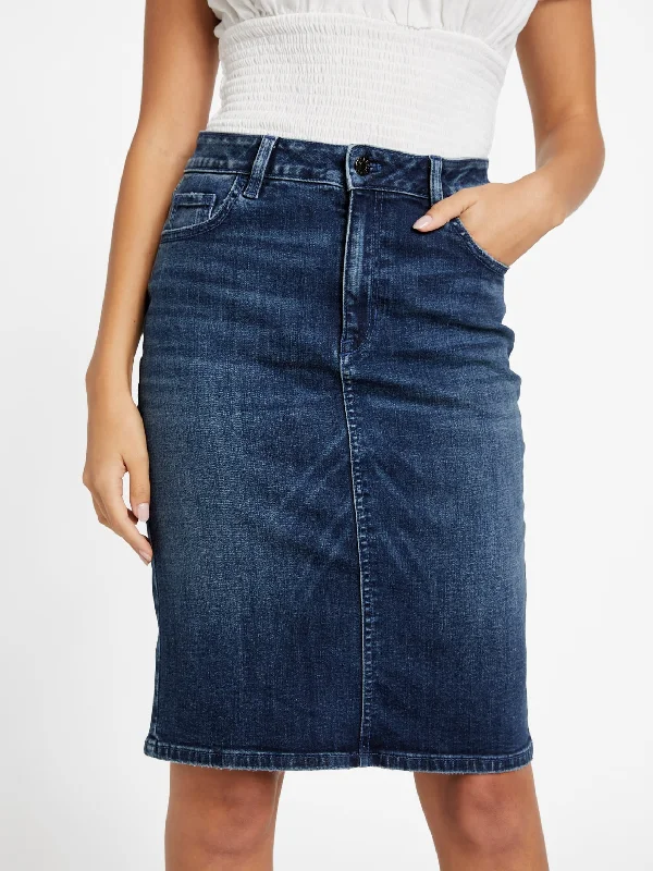 Vintage Clothing For Women Eco Tea Midi Denim Skirt