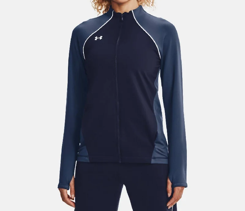 Comfortable Women's Attire Layer Up Full Zip Jacket In Midnight Navy/white